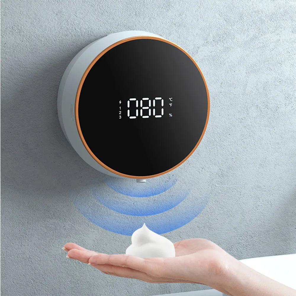 Smart auto-sensing wall-mounted foam dispenser in black with USB charging port