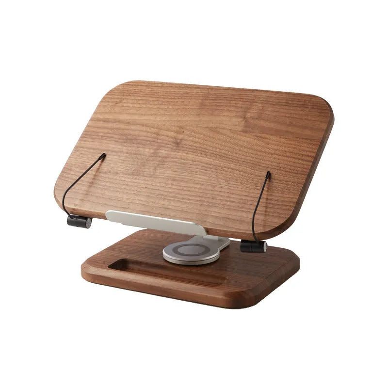 Walnut colour wooden adjustable reading rack with rotating book holder function