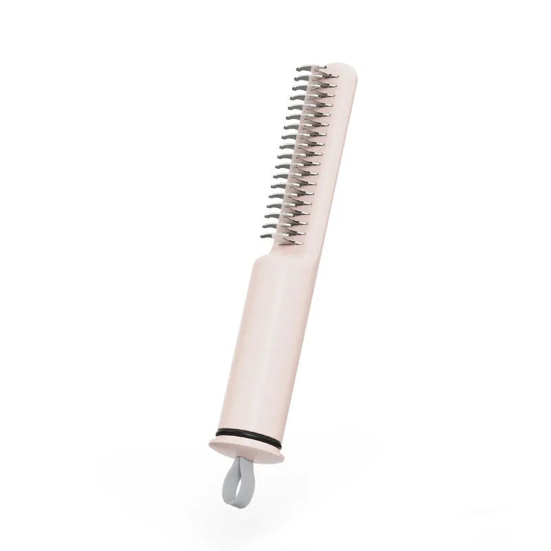 Stainless steel dog dematting comb with handle in pink or white, 18.8 cm long