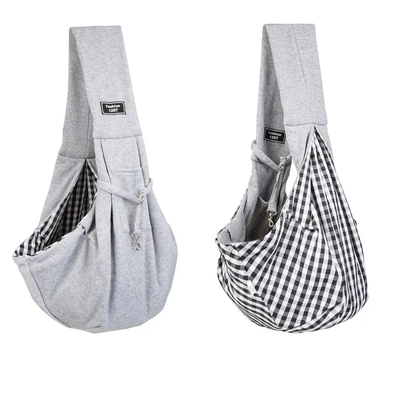 Breathable folding cat messenger bag in blue with mesh panels and adjustable shoulder strap