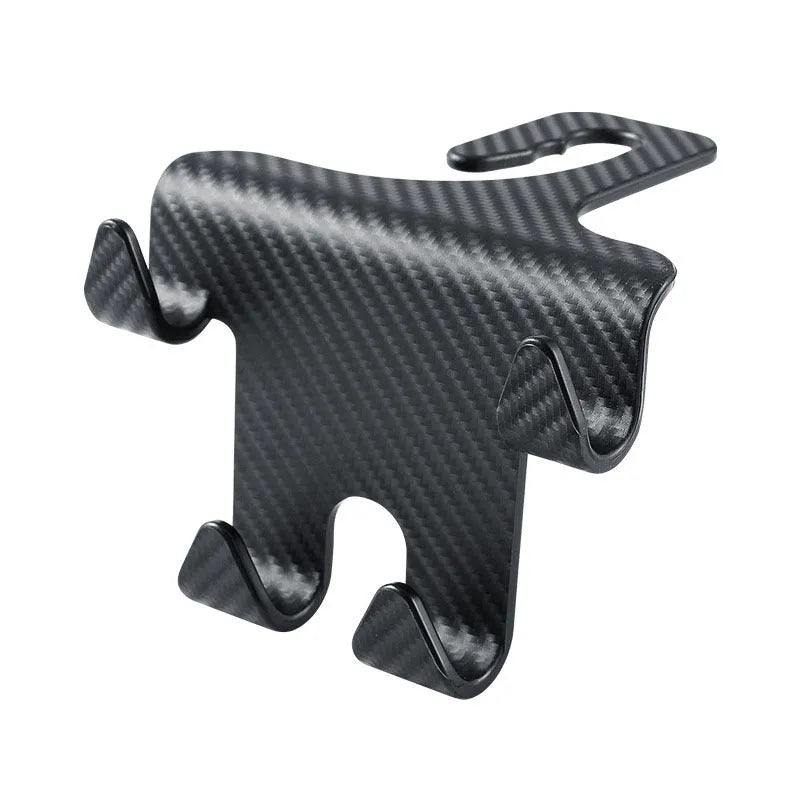 Black ABS car hook bracket with integrated mobile phone holder and storage hooks for rear seat organisation