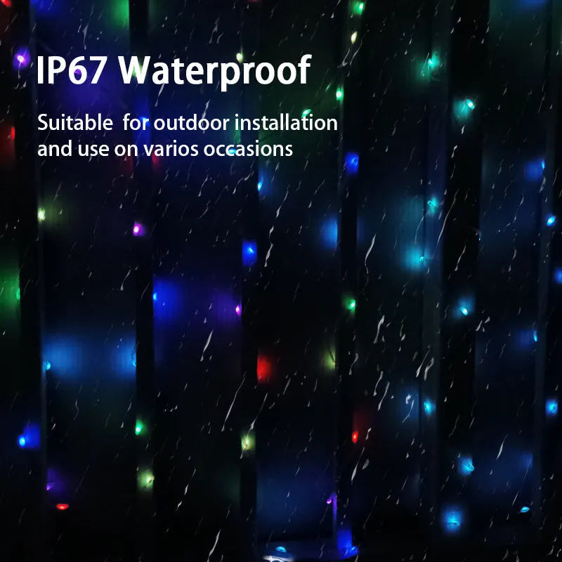 10-metre long LED festival light string with 100 colourful bulbs in multiple flashing modes.