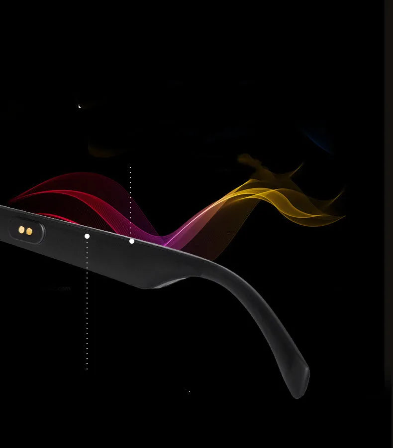 Unisex PC+ABS smart glasses with Bluetooth audio and semi-open-ear design for sports and office use