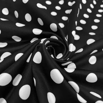 Women's polka dot pleated midi dress with square collar and front zipper closure