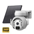 Q55 solar security camera in camouflage finish with integrated solar panel