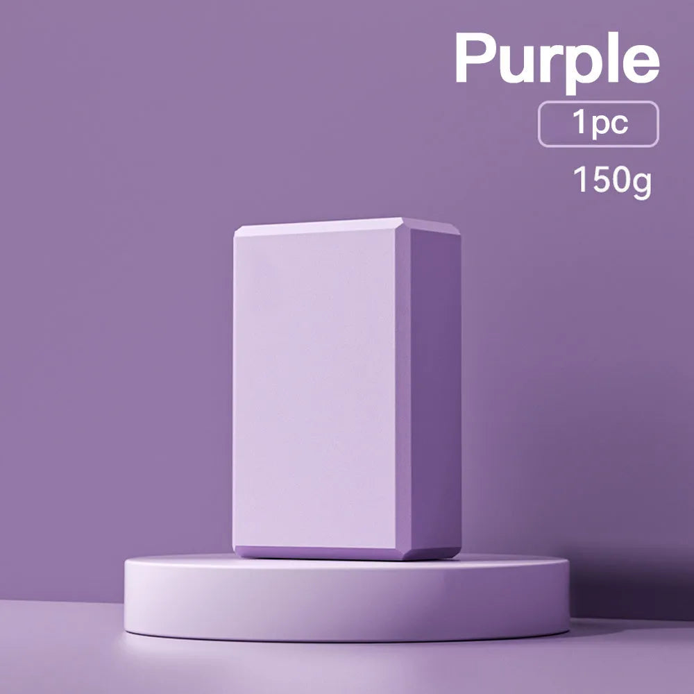 Solid colour EVA foam yoga blocks measuring 23x15x7.6cm for gym training and Pilates