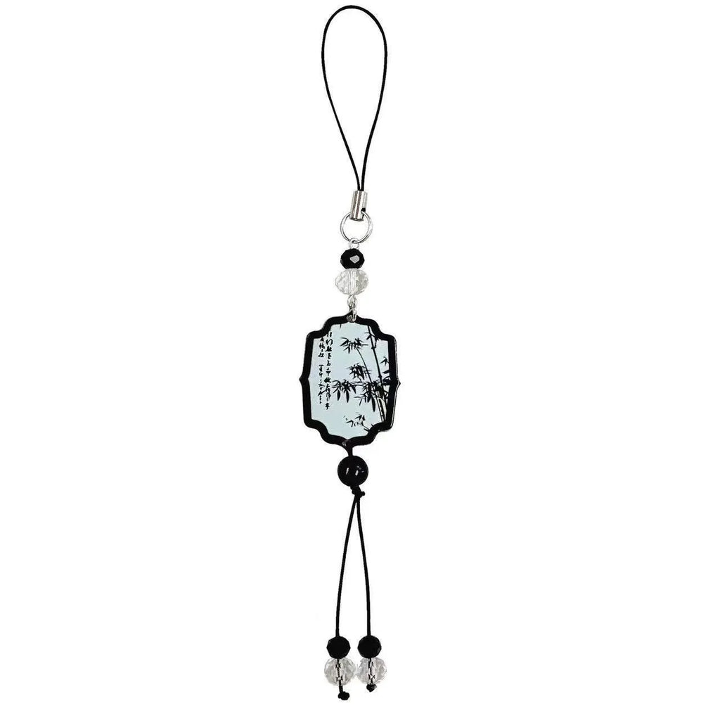 Guofeng Chinese style floral pattern pendant keychain with beads construction