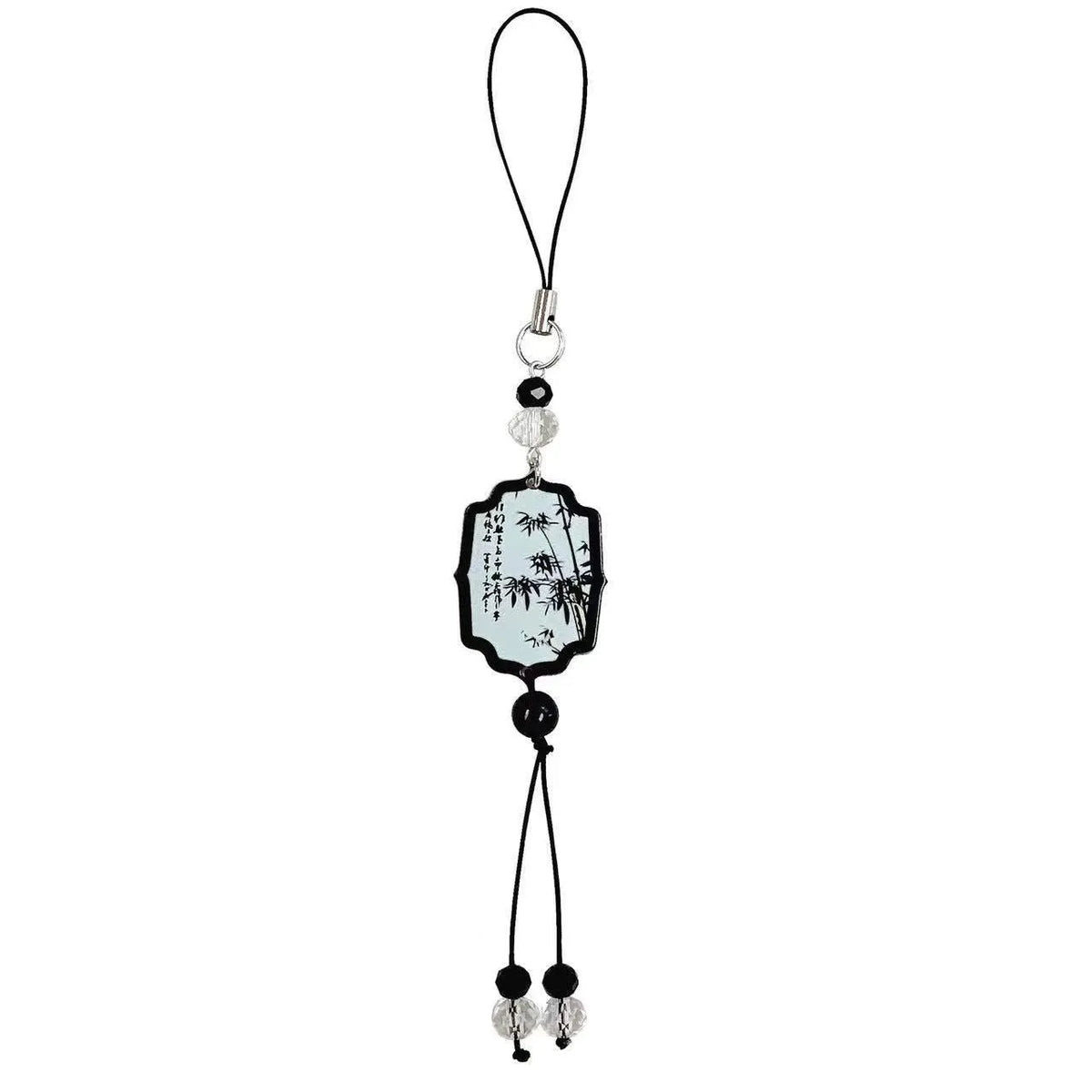 Guofeng Chinese style floral pattern pendant keychain with beads construction