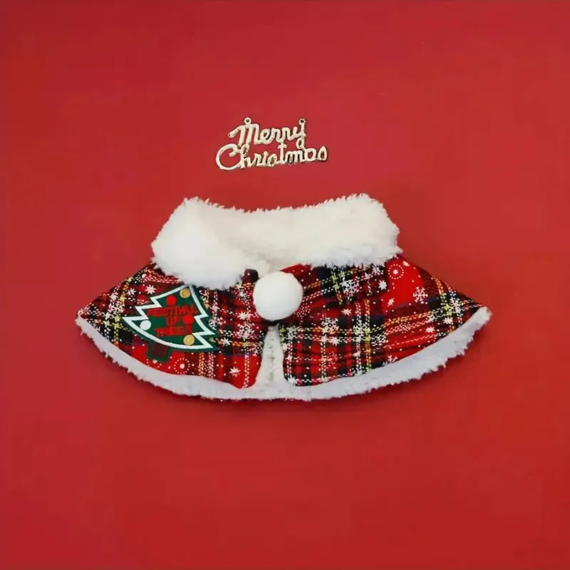 Polyester pet scarf with festive snowflake pattern for winter holidays and Christmas celebrations