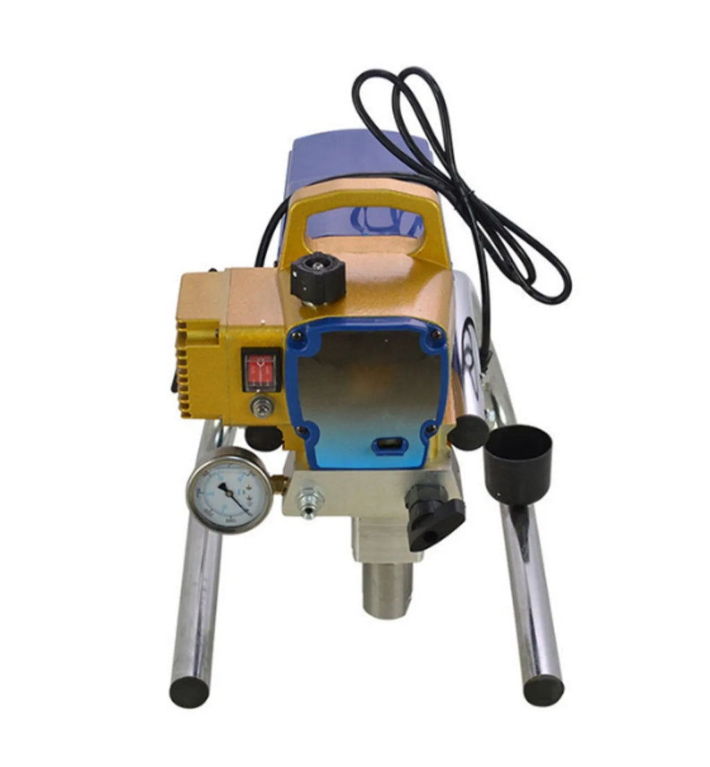 Blue portable electric airless spraying machine with spray gun and accessories for painting work