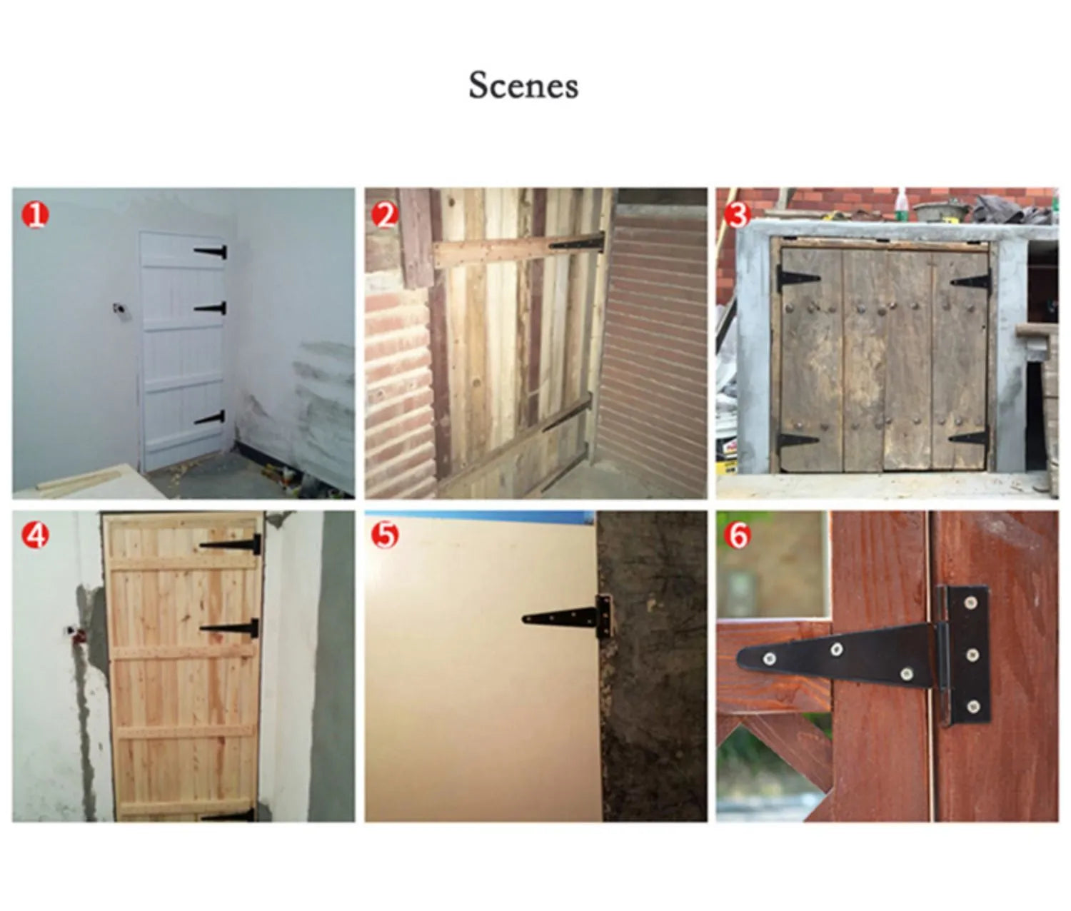 Fixed T-shaped iron hinge for built-in installation on wooden doors and outdoor gates.
