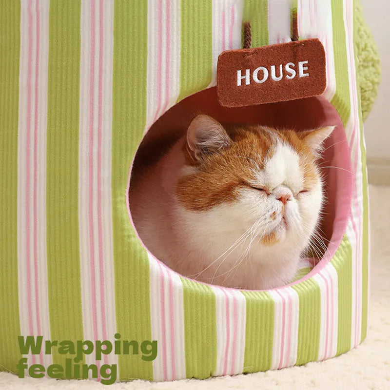 Cauliflower-shaped tree hole nest enclosed pet house for small dogs or cats