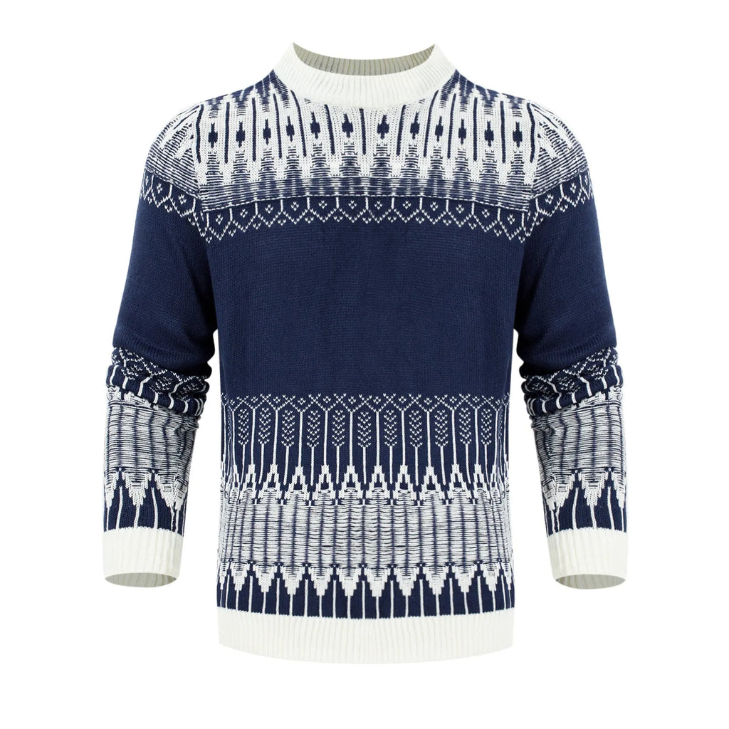 A men's thick-knit long-sleeved pullover sweater in a casual style for winter