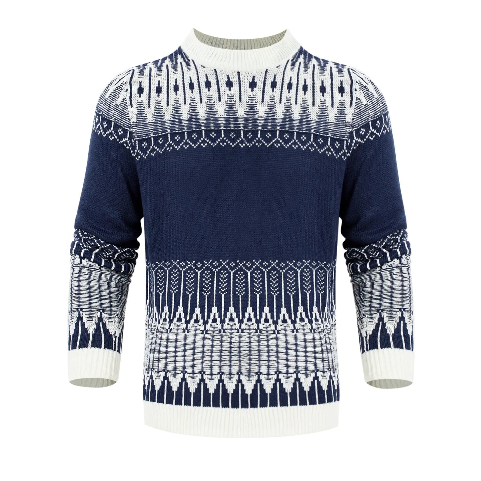 A men's thick-knit long-sleeved pullover sweater in a casual style for winter