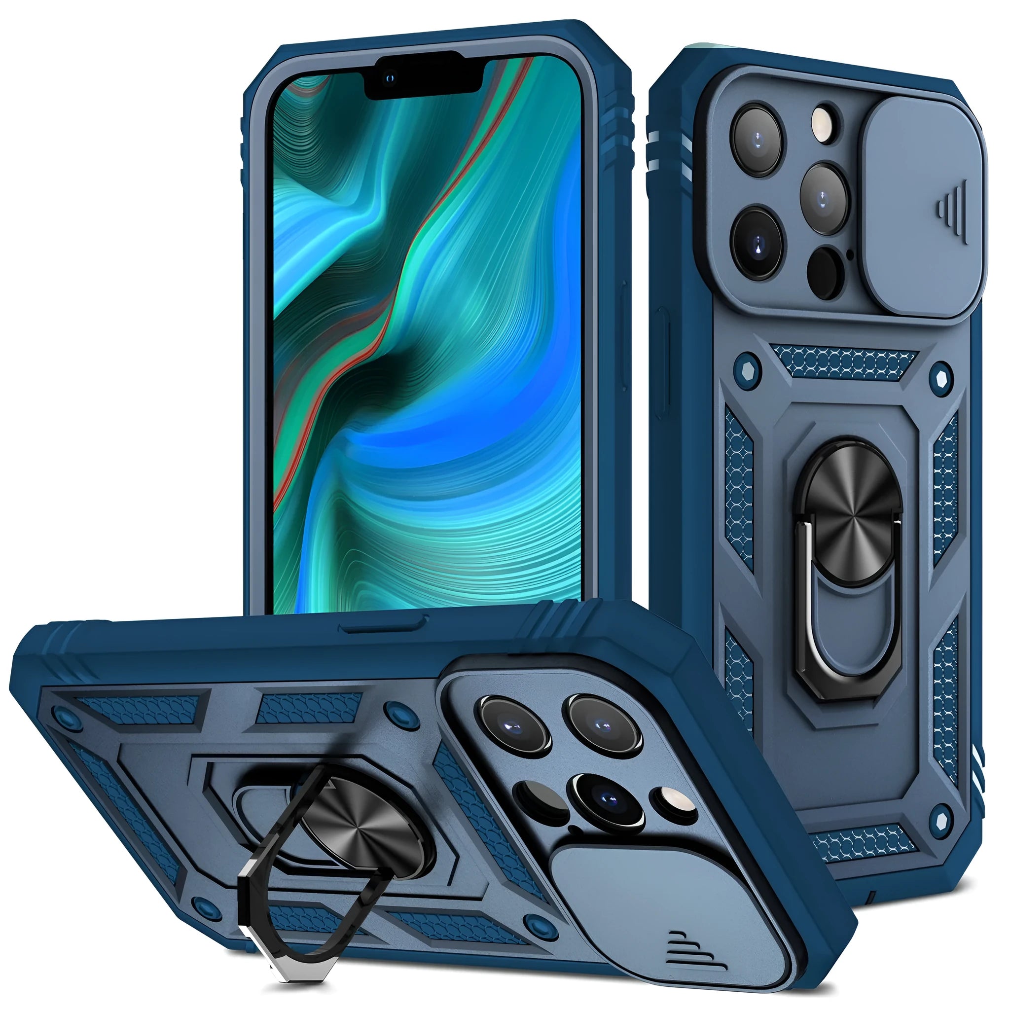 Magnetic sliding window iPhone case in two-tone colour options for iPhone 12 and 13 models