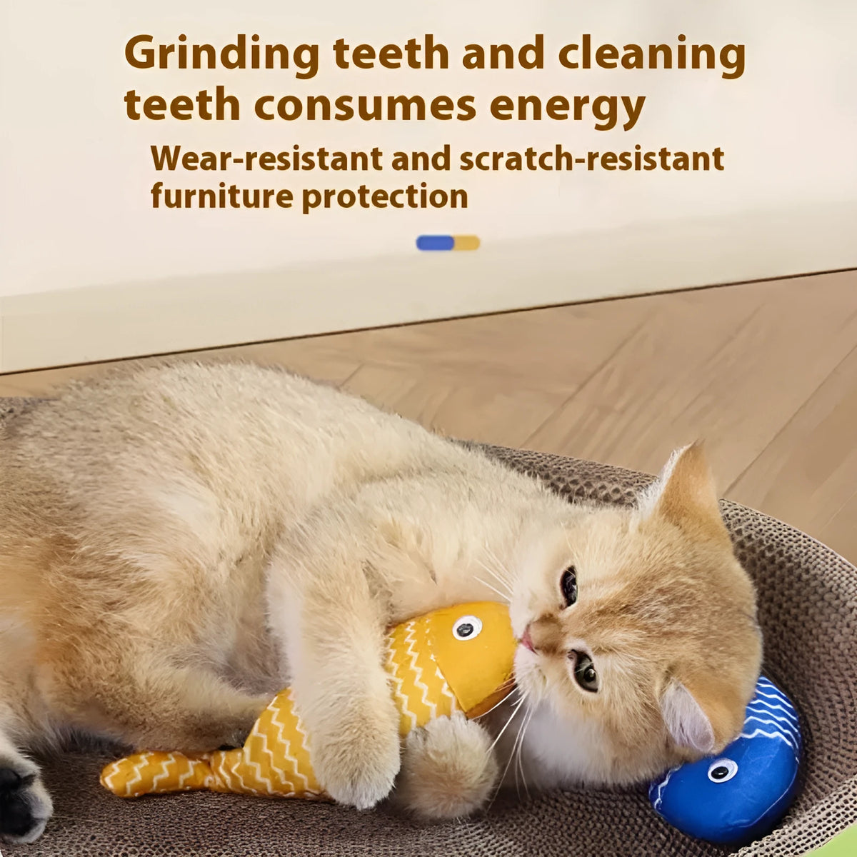 Catnip-filled fish cat toy in yellow, red or blue colours in large or medium sizes