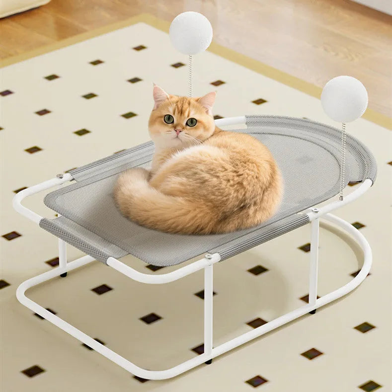 Large breathable fabric cat kennel pet bed cage in grey colour with bracket framework