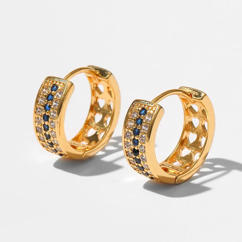 Geometric round women's earrings in copper with electroplated 18K gold finish