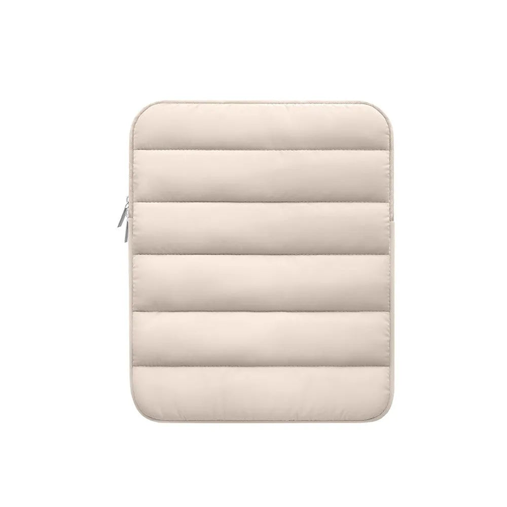 Fluffy puff bag laptop sleeve in black colour with elastic sides for 9.7-11 inch devices