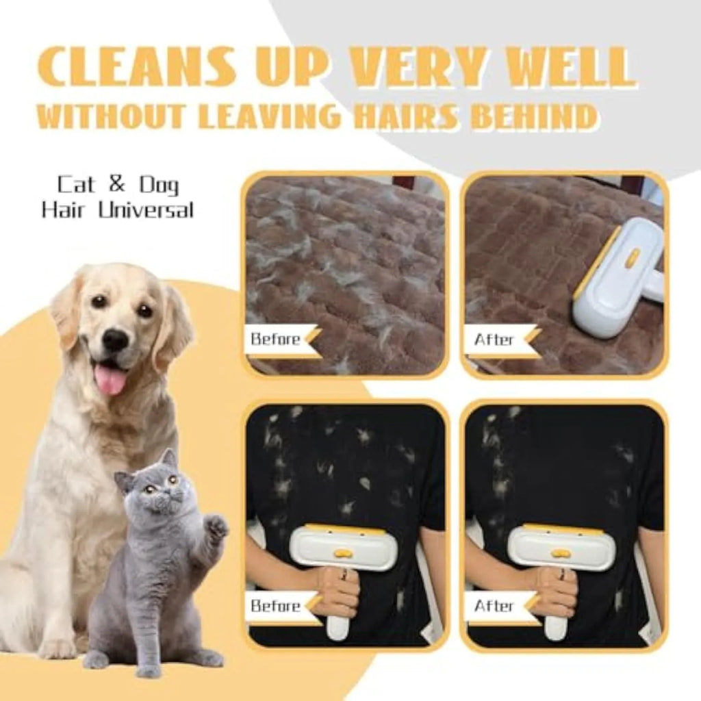 Yellow duck design portable pet hair remover with washable reusable construction