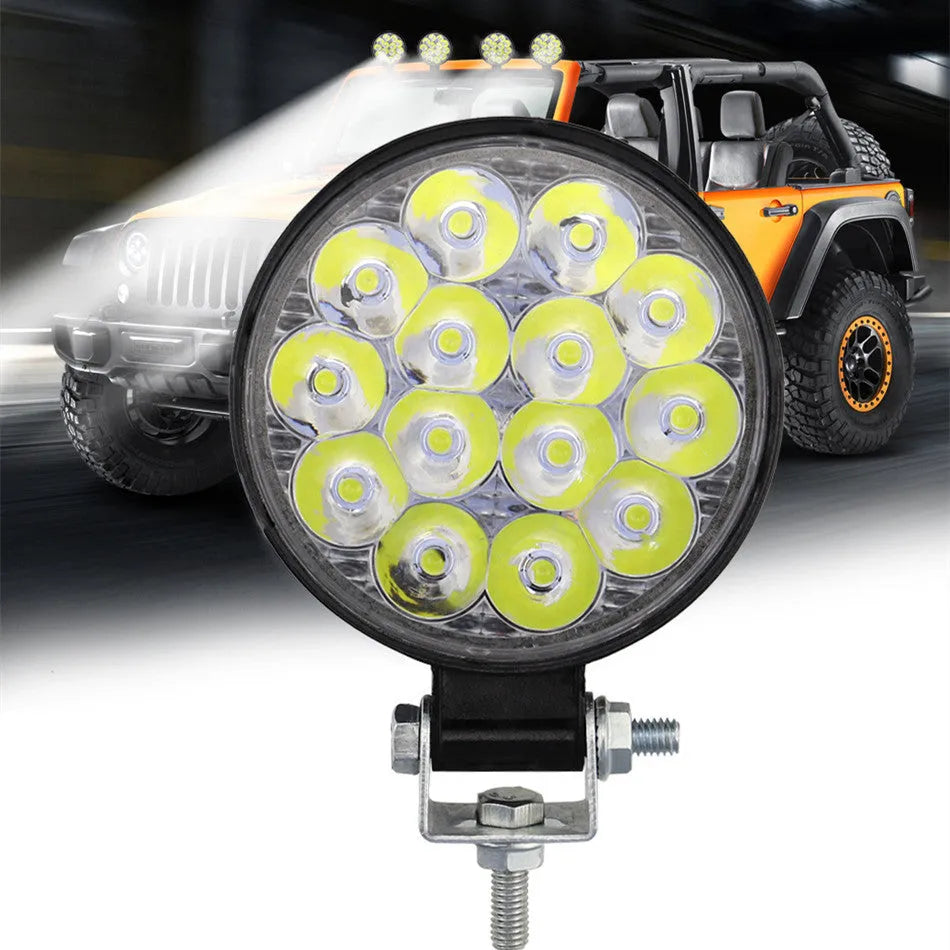 White LED car work light with aluminium housing and round design for automotive and marine applications