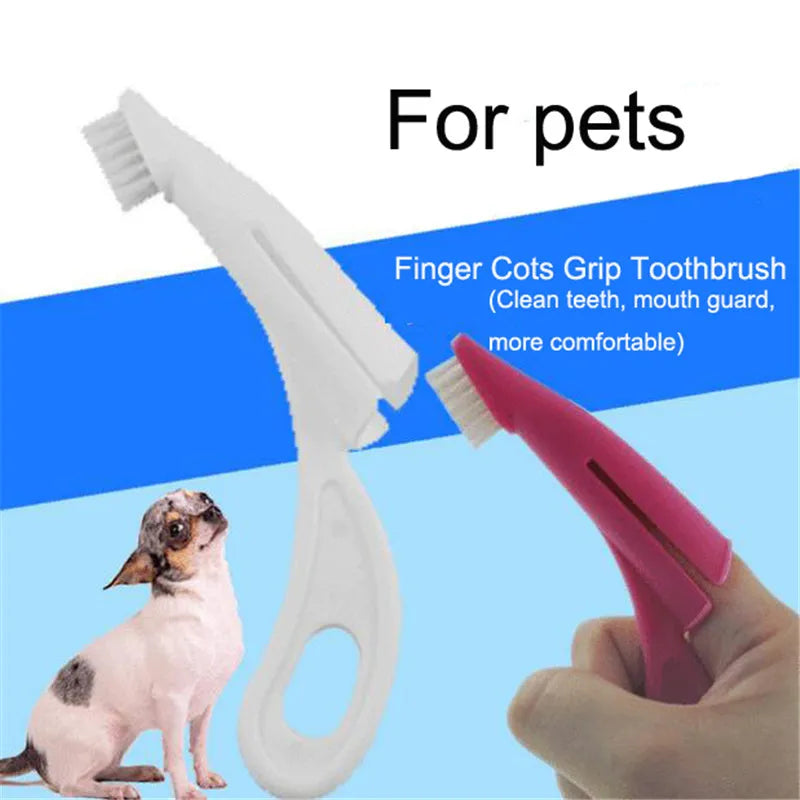 Soft silicone pet finger toothbrush in red or white for dog and cat dental cleaning
