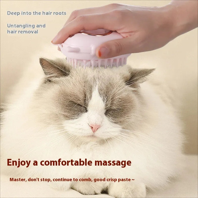 Pink and yellow multifunctional pet comb laser grooming tool for cats and dogs