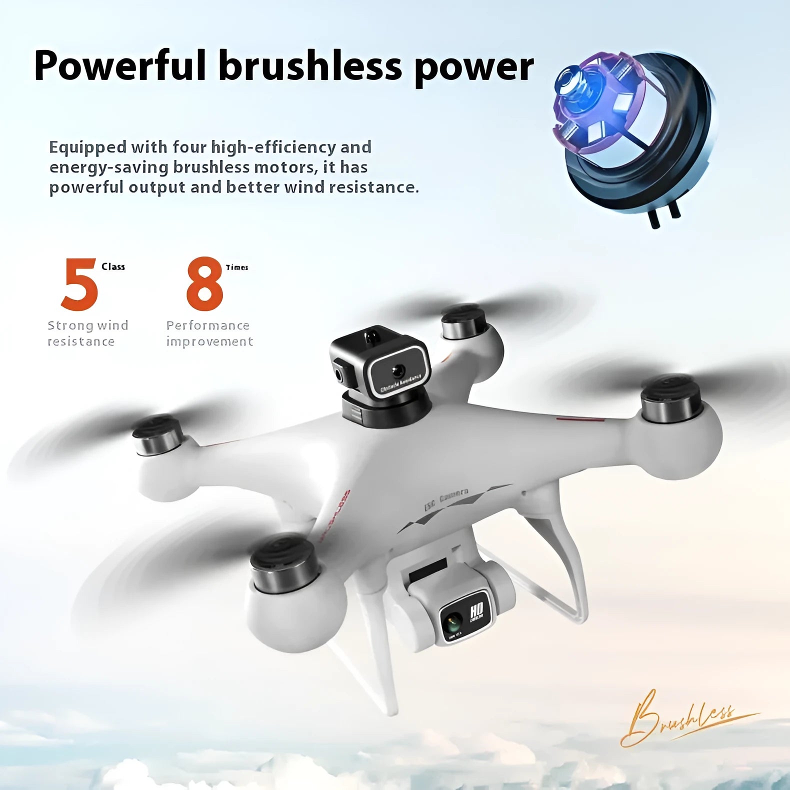 S116 brushless UAV drone with four-side obstacle avoidance and HD camera in black or white colour options