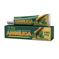 120G tube of herbal toothpaste with angelica sinensis and kelp extracts on a mint background.
