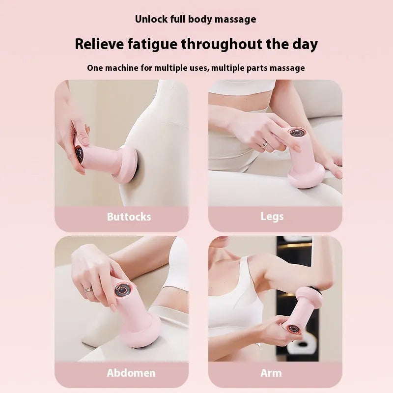 Handheld USB electric massager device in pink, white or black colours for spine and back massage