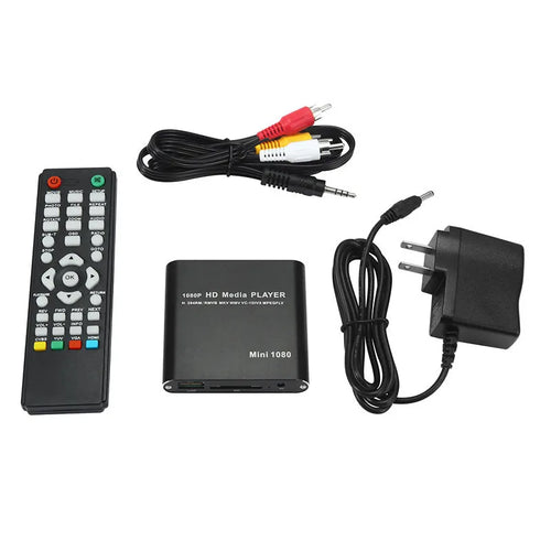 Blue and black 1080P HDMI media player for SD cards and USB drives