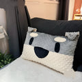 Grey Schnauzer print rectangular pet cushion measuring 50 cm long, soft filled with PP cotton.