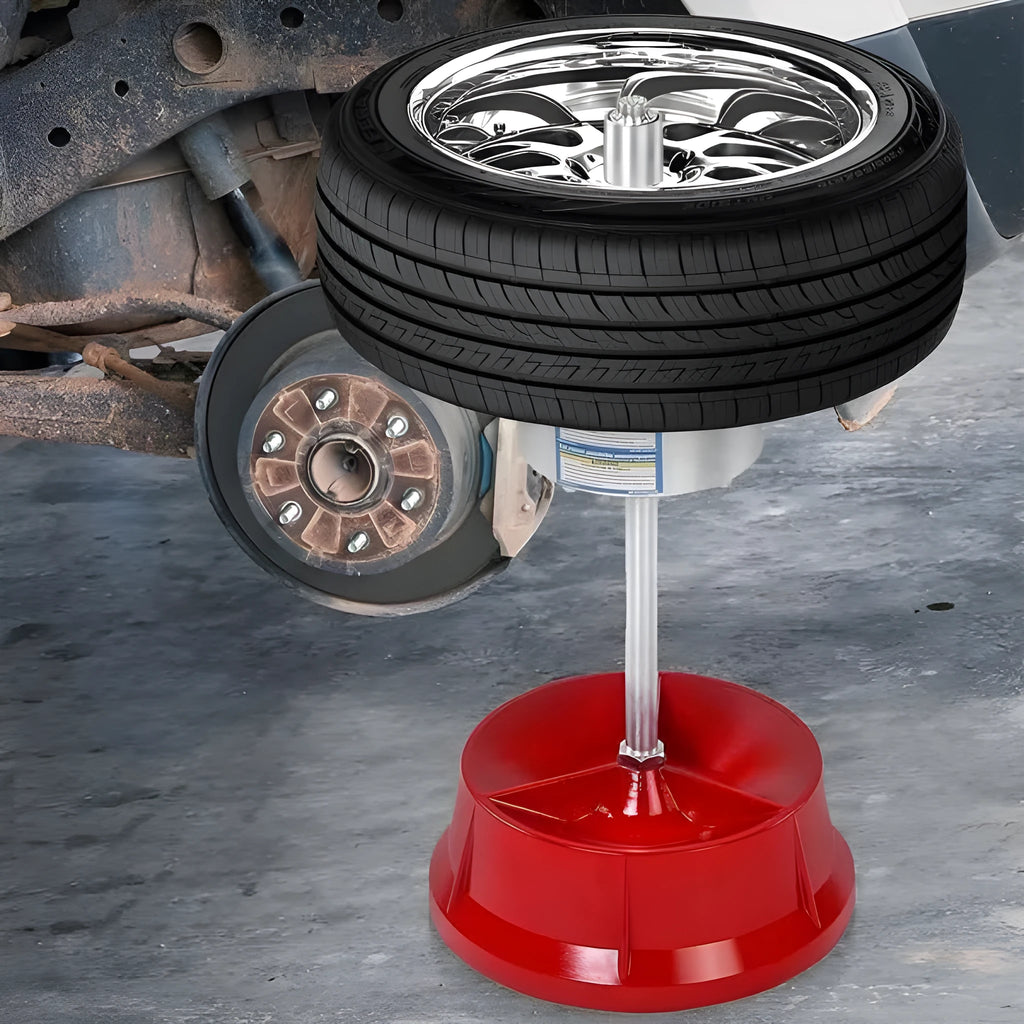 Portable wheel hub balancer with aluminium head and bull's eye level for tyre balancing