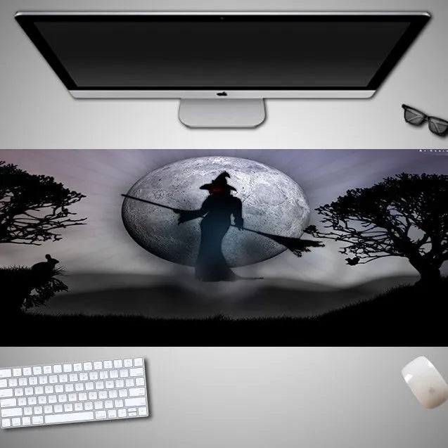 Large Halloween-themed gaming mouse pad with non-slip rubber cloth surface measuring 800mm long