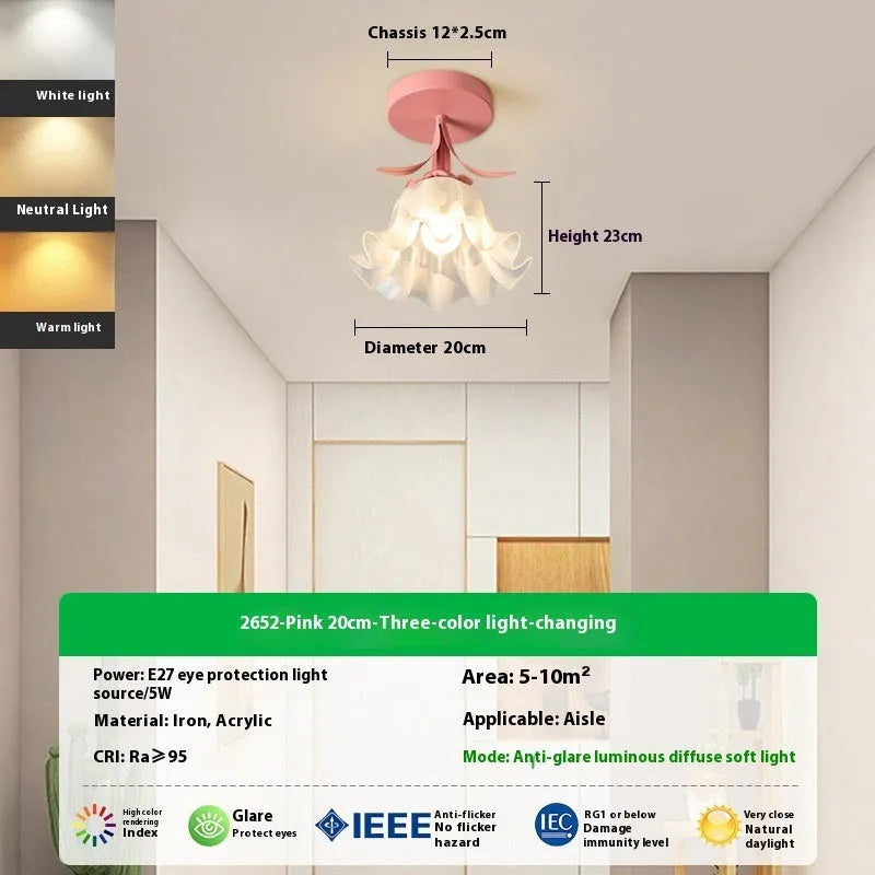 Cream coloured Linglan Flower design corridor aisle light with remote control for dimming functions