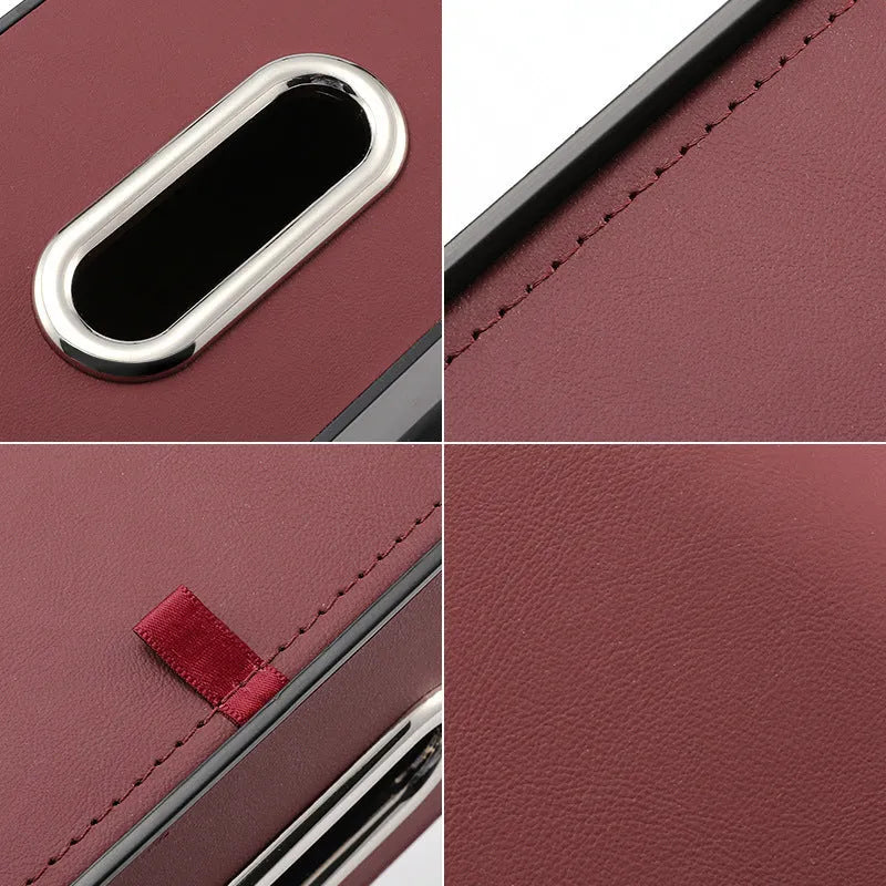 Genuine leather car storage box with tissue compartment and drink holder in beige colour