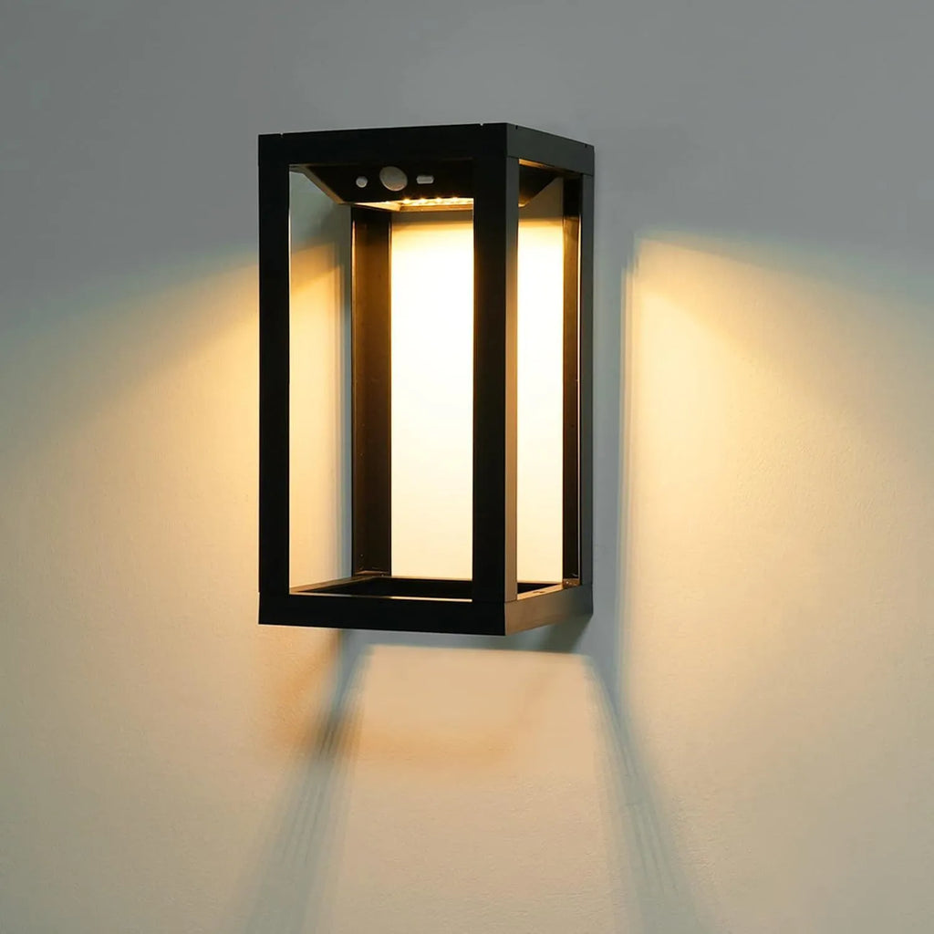 Modern solar outdoor wall lamp with IP65 waterproof rating for garden and courtyard lighting