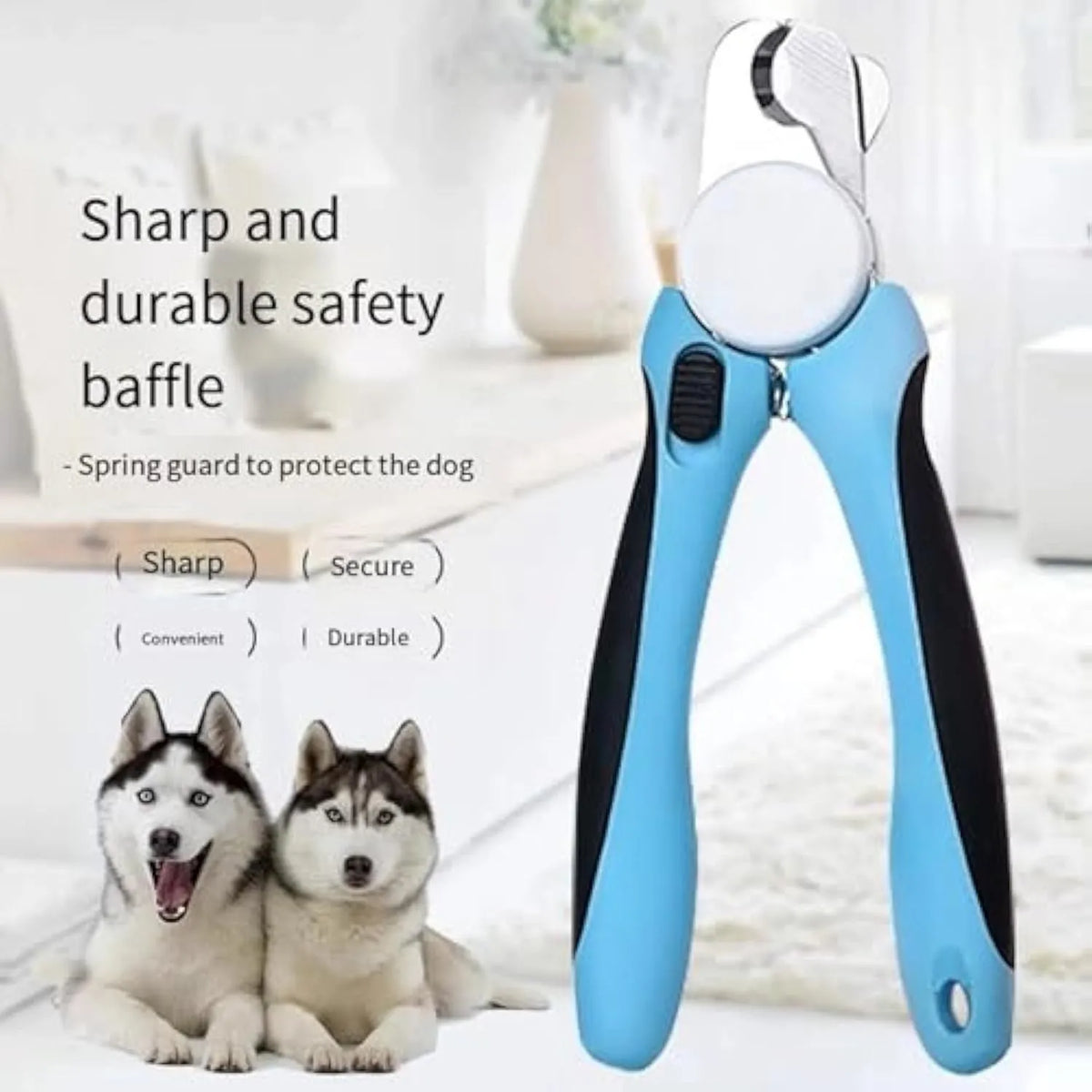 Blue heavy duty dog nail clippers with safety guard for large breeds