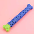 Blue-green 25cm long dog molar tooth cleaner chew toy with silicone bristles and massage nodules
