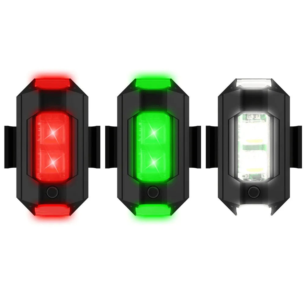 Drone signal light with RGB LED showing multiple colours, Type-C cable, and mounting tape