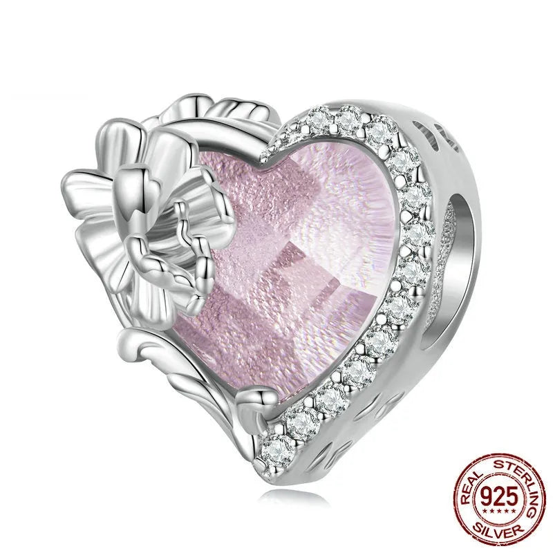 December birthstone heart bead, S925 silver loose bead for bracelet making and DIY jewellery