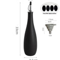Ceramic oil pot with conical funnel and oil brush in black, coffee or white colour options