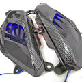 Pair of Yamaha NMAX replacement side lamps with LED lights and carbon fibre decoration