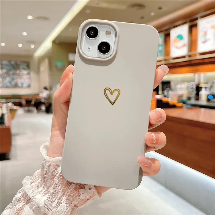 Brown soft silicone iPhone case featuring a hot stamping love design in a cute cartoon style