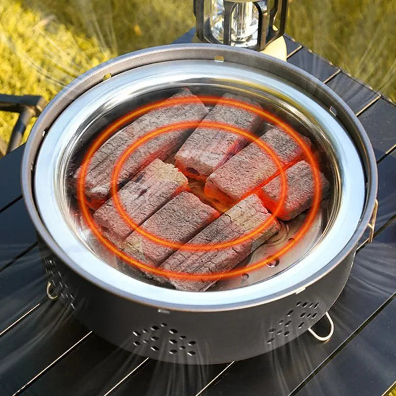 Portable stainless steel charcoal barbecue grill with detachable design and storage bag