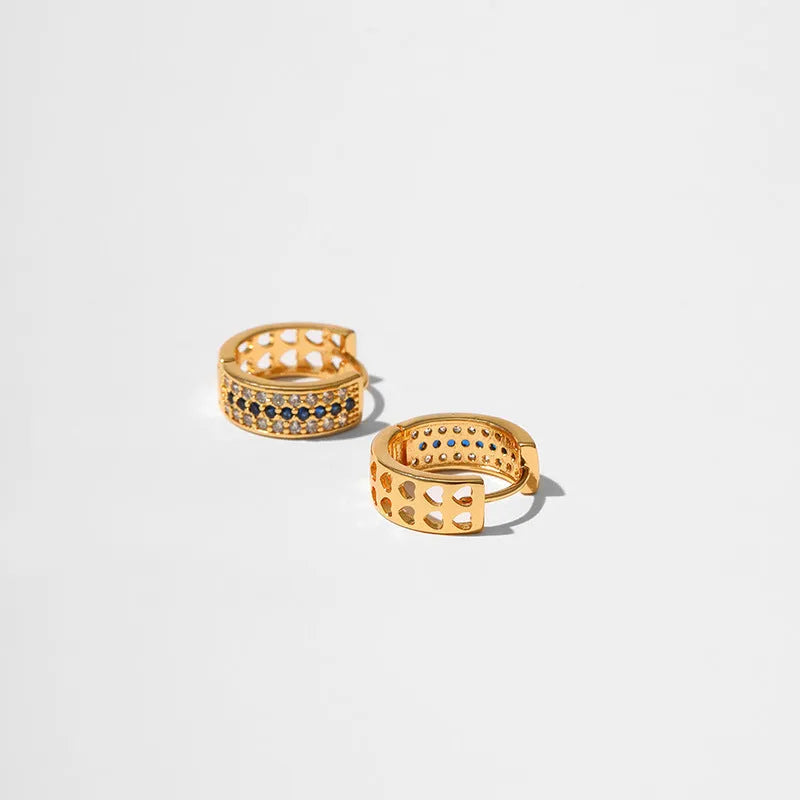 Geometric round women's earrings in copper with electroplated 18K gold finish