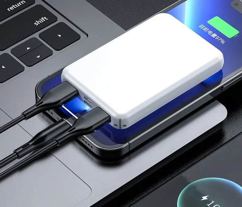 Black and white electric heating vest belt power bank with compact rectangular design
