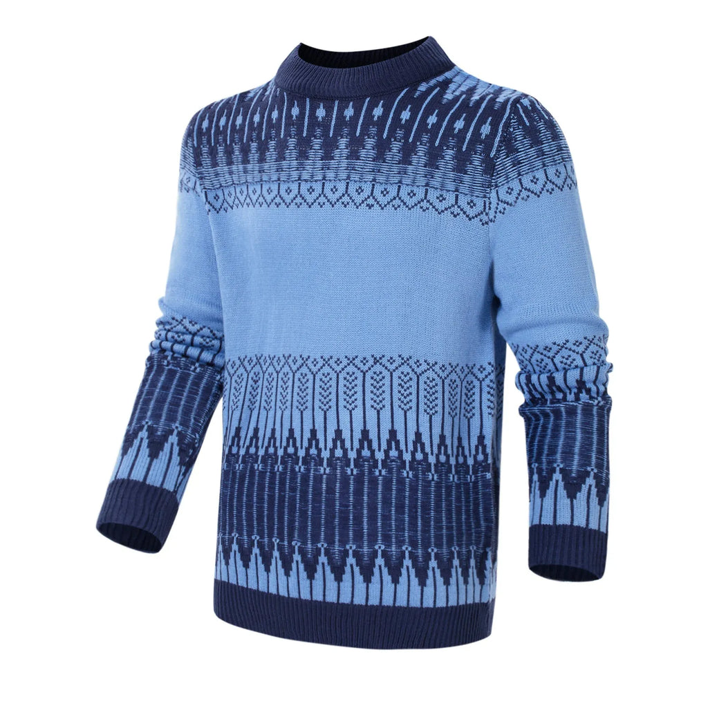 A men's thick-knit long-sleeved pullover sweater in a casual style for winter