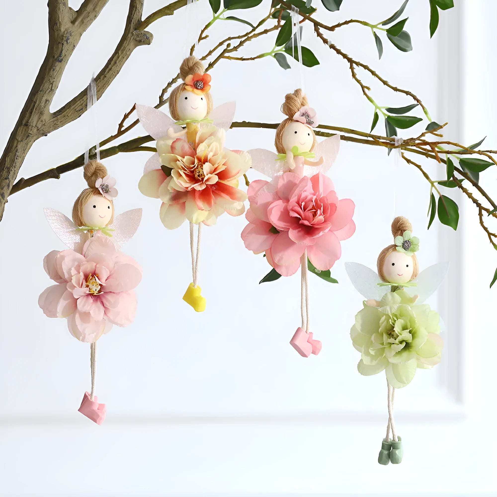 FARCENT cloth Easter party pendant with elf and floral angel girl design in dark pink, pink, green, and yellow colour options.