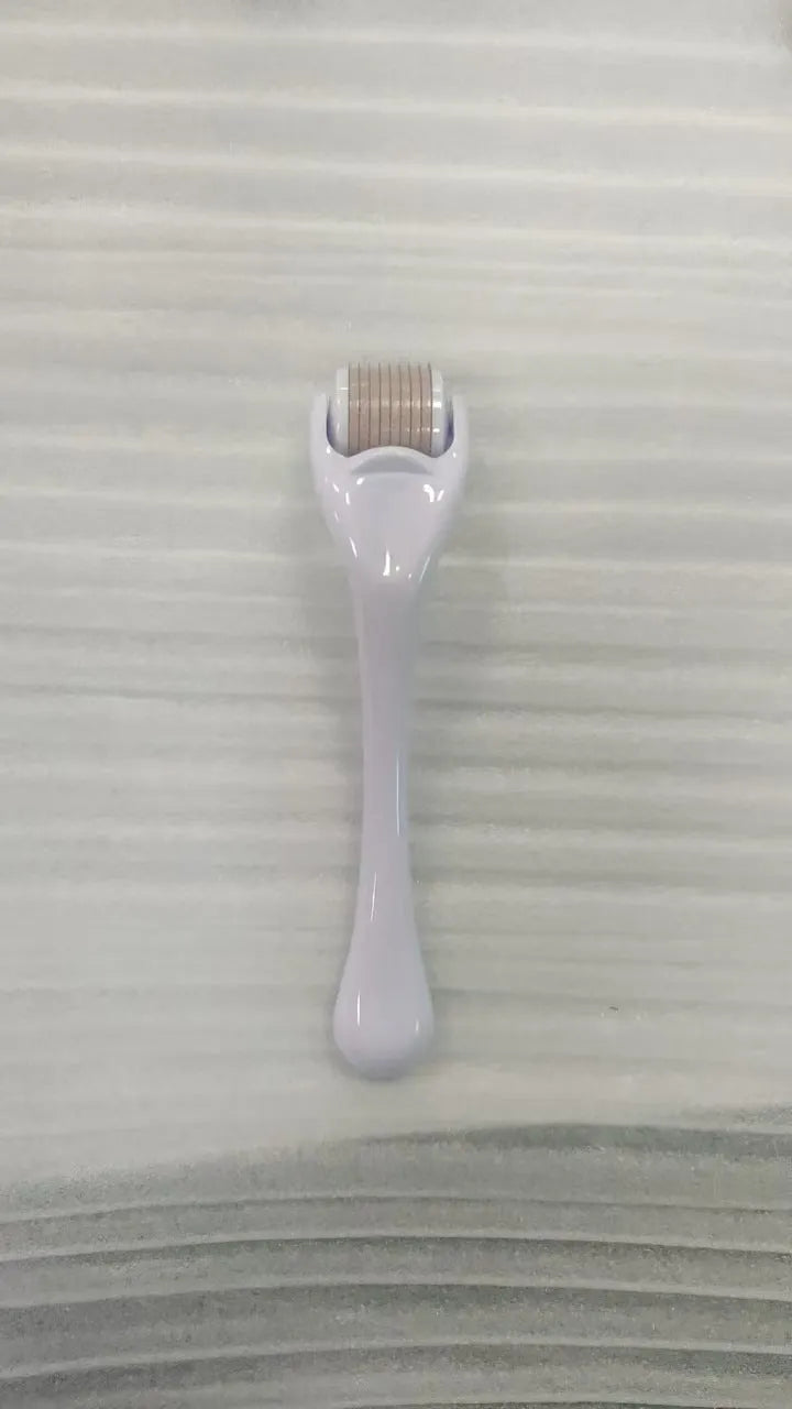 540 needle derma roller micro needling device with black handle and purple roller wheel